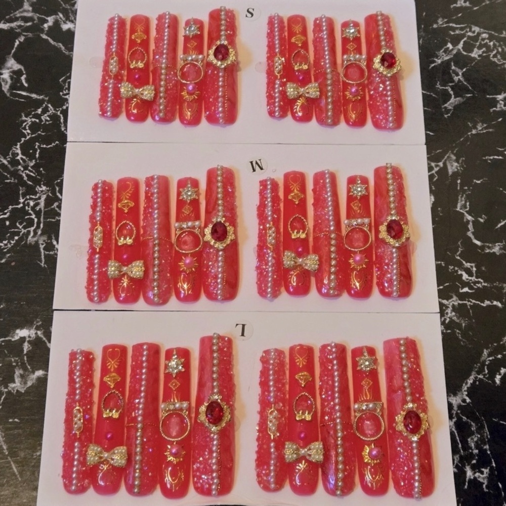 XXL Custom Acrylic Pretty In Pink Nail Set